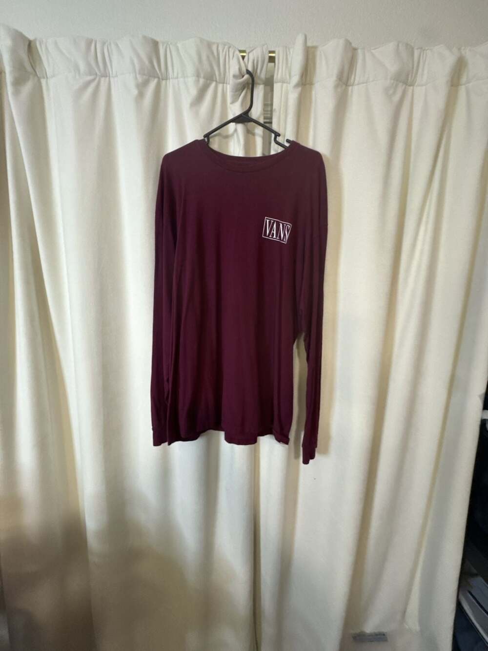 Vans Rose Box Long Sleeve Crew Neck Shirt Burgundy